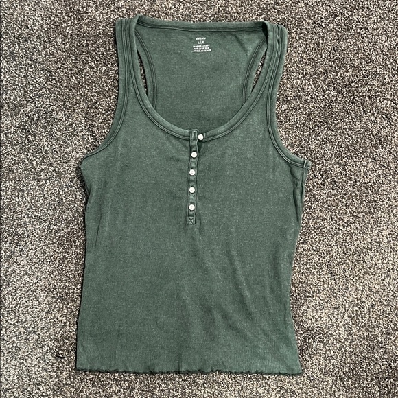 aerie Tops - Aerie Forest Green Sleeveless Top with Buttons